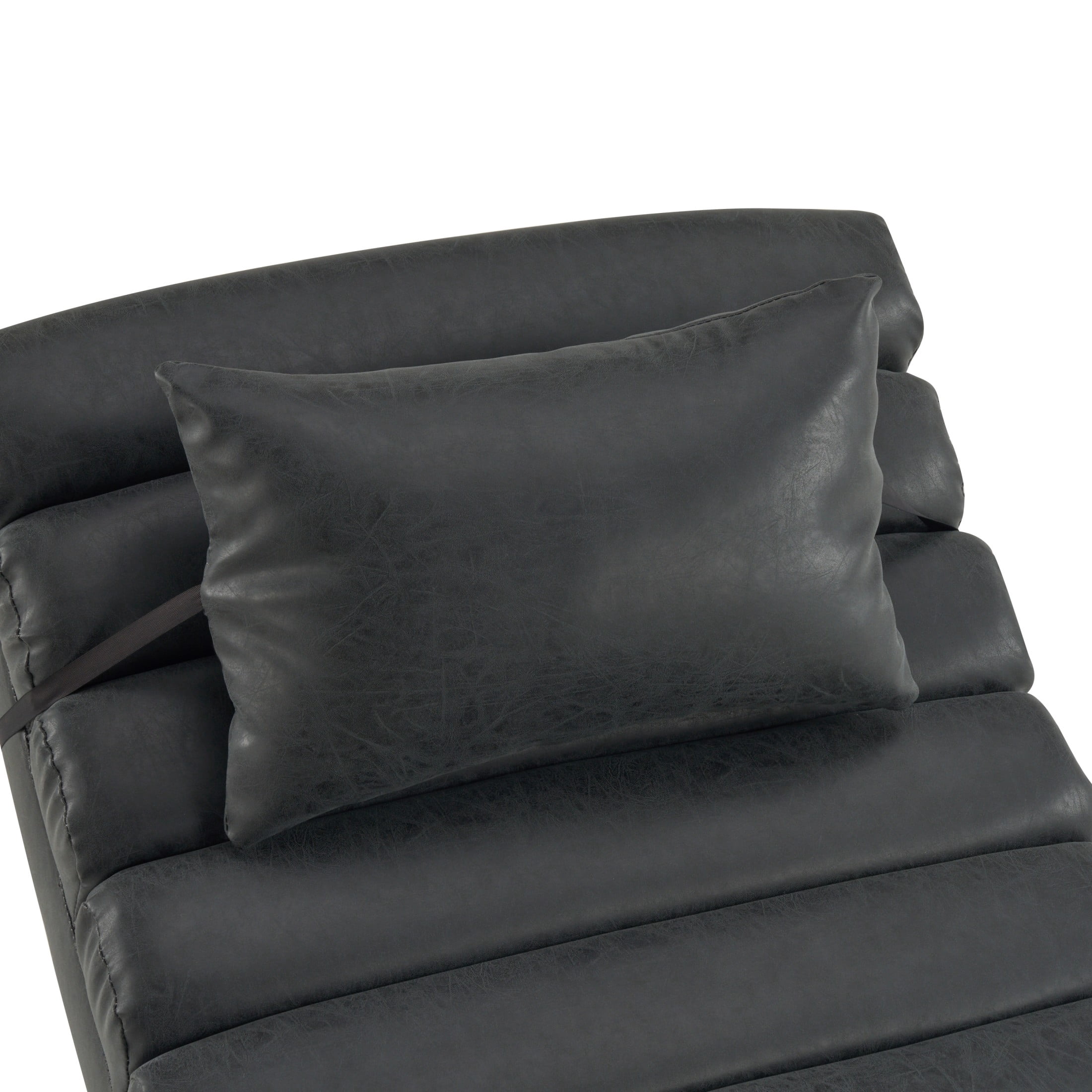 Christopher Knight Home Modern Faux Leather Curved Chaise Lounge with Solid Wood Base, Black