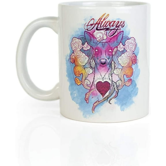 Harry Potter 11oz Ceramic Coffee Mug - Colorful Doe Patronus "Always" Design - Perfect for Lattes, Cappuccinos, Milk, Hot Chocolate Beverages & Warm Butterbeer - Unique Gift Idea for Men & Women
