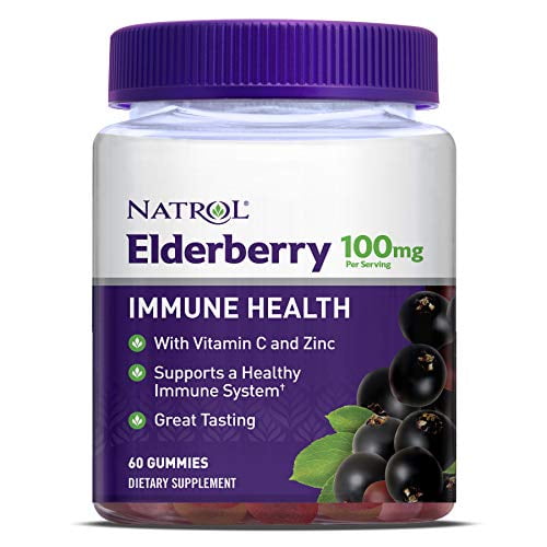 Natrol Elderberry Gummies, with Vitamin C and Zinc, Supplement for Immune Support+, 60 Delicious Gummies