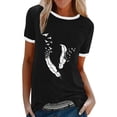 thumbnail image 1 of Pompotops Femmes Mode Décontractée Imprimé Col Rond Ample Manches Courtes T-shirt Haut Blouse Chandail Liquidation, 1 of 4