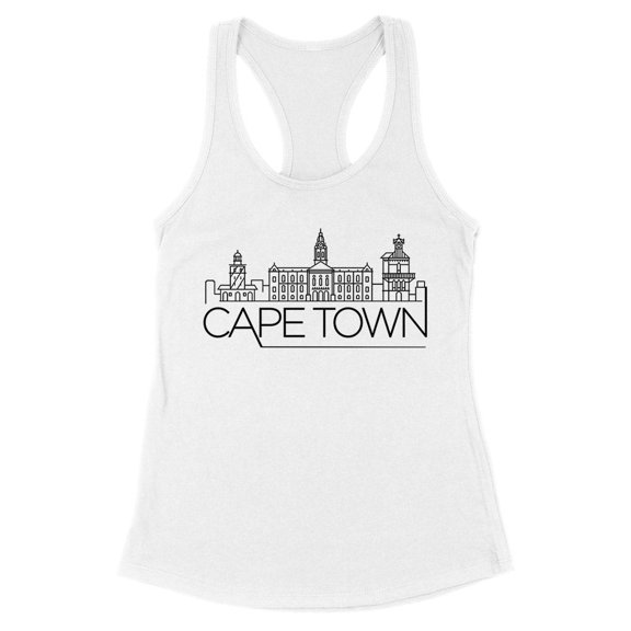 Skyline Cape Town South Africa Tank Top Fitted Racerback Women's Large White