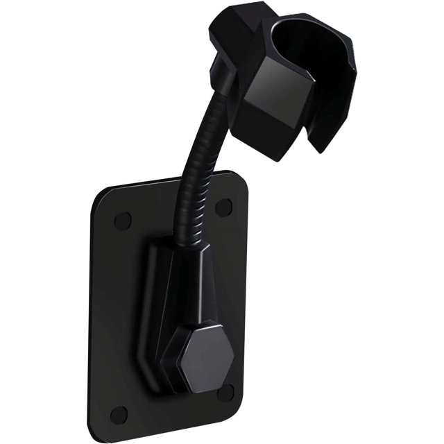 NETSENG Shower Head Holder Strong Adhesive 360 Degree Rotatable Adjustable Handheld Shower Wand Holder Wall Mount Bracket for Bathroom. Black ABS and metal spring tube construction with 360° swivel design for customizable angles. Ideal for bathroom hardware, compatible with glossy surfaces like tiles, glass, and marble.