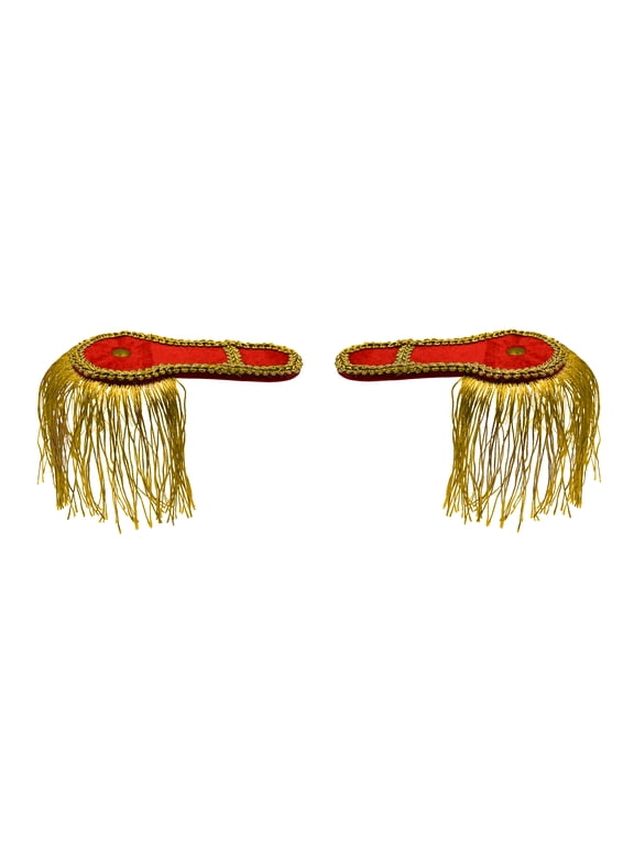 Cosplay Ringmaster Shoulder Epaulettes Gold Fringe Boards Costume Accessories (Red/Gold)