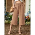 thumbnail image 5 of Cueply Womens Capri Pants Casual Loose Cropped Pants Summer Wide Leg Palazzo Capris with Drawstring Pockets, 5 of 7