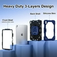 thumbnail image 2 of SaniMore Case for iPad 10th Generation 10.9" 2022, Shockproof Bumper Shoulder Strap 360° Rotating Handle Bracket + Pencil Holder Tri-layer Hybird Anti-drop Kids Shell, Black+Navy, 2 of 8
