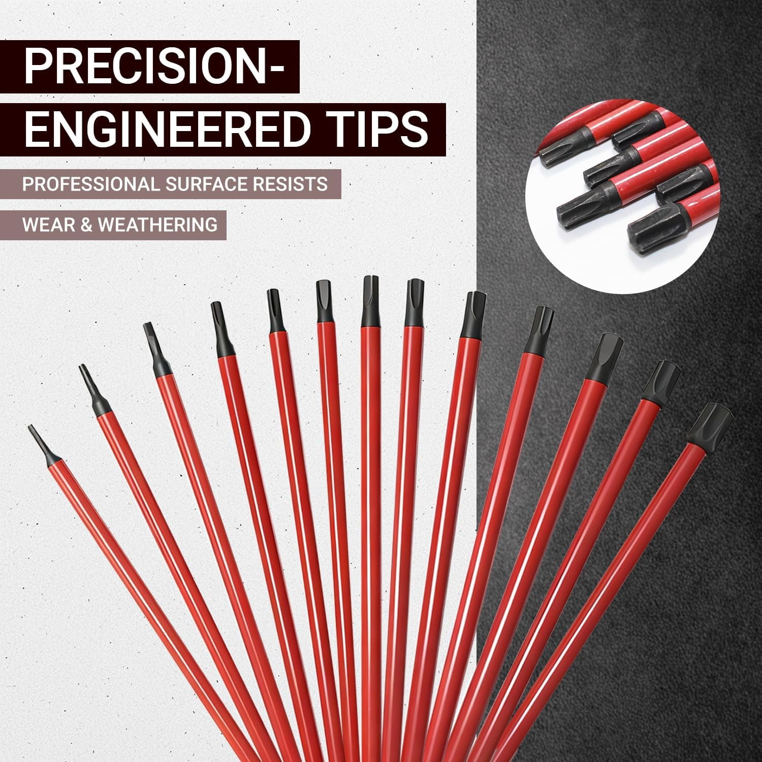 MKEUDQ-13-Piece Long Torx Bit Set, 6-Inch (150mm), Magnetic Torx Screwdriver Set (T6-T40), Magnetic S2 Steel, 1/4" Hex Shank, CNC Precision Tips for Impact Drivers, Drills, and Screwdrivers