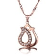 thumbnail image 3 of 18K Rose Gold over Sterling Silver Genuine Crystal Rose Bud with Singapore chain, 3 of 4