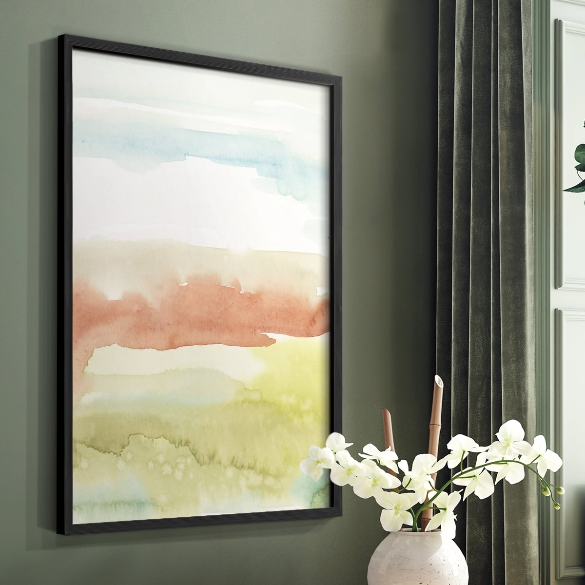 Blushing Sunrise II Framed Print in Black Solid Wood Framed Print No Nail Hanging