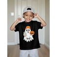 thumbnail image 1 of Halloween Boo Youngsters' Short-Sleeve T-Shirt - Red & Pumpkin Graphic Print, Soft Stretchy Fabric, Round Neck Casual Top for Boys & Girls, Summer & Halloween Party Wear, Halloween Clothe, 1 of 6
