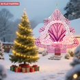 thumbnail image 2 of Stylized Metal Hanging Christmas Tree Wind Spinner - Intricate Pink & Purple Patterns Ethereal Design for Garden & Yard Decor, 2 of 7