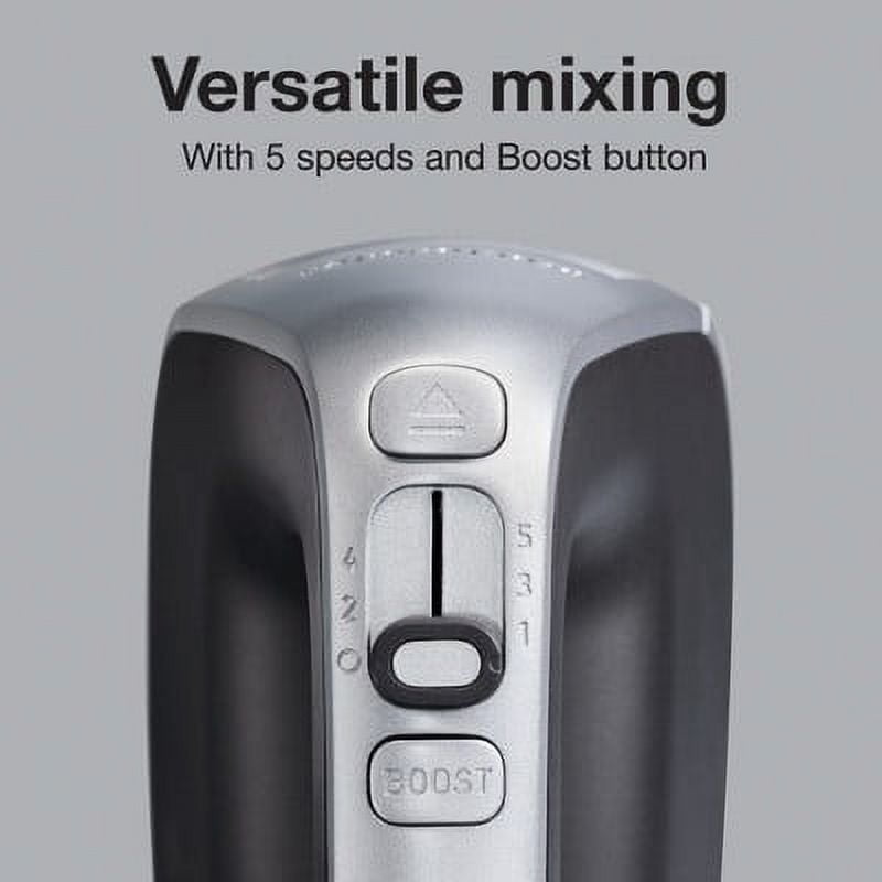 Hand Mixer 5 Speeds plus Boost : Handheld Mixer, Dishwasher-Safe Parts, 120W, Black, Kitchen Appliance