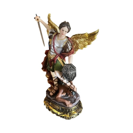 Archangel Michael/San Miguel Arcángel 15" Resin Figurine – Hand-Painted Religious Statue for Home Altar