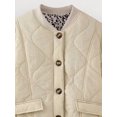 thumbnail image 6 of Women'S Lightweights Quilted Jacket Casual Button Down Puffer Outerwear Leopard Lined Coats with Pockets Cream White S, 6 of 9