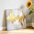 thumbnail image 3 of Canvas Wall Art, Gold Grey Framed Canvas Prints for Bathroom Desk, Abstract Contemporary Square Graffiti Smear Art Small Gallery Wrapped Wall Decor for Home Office, Gifts, 8"x8" Ship Next Day, 3 of 9