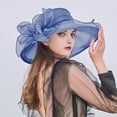 thumbnail image 4 of OIUUAK Women's Organza Church Derby Hat Bridal Tea Party Wedding Tea Party Sun Hat with Detachable hat flower Ladies Classy Organza Sun Hat Church Tea Party Wedding Kentucky Fascinator Hat, 4 of 7