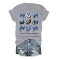 thumbnail image 1 of TSADFHJI Hauts d'Été pour Femmes Tendance 2024 Grande Taille T-Shirt Décontracté Imprimé Rugby Col Rond / Coupe Ample Manches Courtes TTG Gris, 1 of 3
