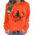 thumbnail image 2 of asdoklhq Christmas Women Sweatshirt Women's Round Neck Christmas Printed Sweatshirt Long Sleeved Top Sweatshirt Orange XL, 2 of 6