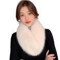 thumbnail image 5 of Eoperou Solid Color Wide Warm Clip Buckle Winter Scarf Women Faux Fur Scarf Neck Warmer Fashion Accessories, 5 of 8