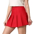 thumbnail image 2 of Made by Johnny Women's Plaid High Waist School Uniform Pleated Skater Tennis Skirt XS RED, 2 of 5