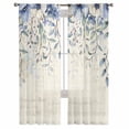thumbnail image 2 of Blue Flower Semi Sheer Curtains 72 Inch Length 2 Panels Set, Farmhouse Eucalyptus Retro Country Plant Sheer Kitchen Curtain Privacy Voile Window Curtain for Living Room Bedroom Rod Pocket Drapes, 2 of 7