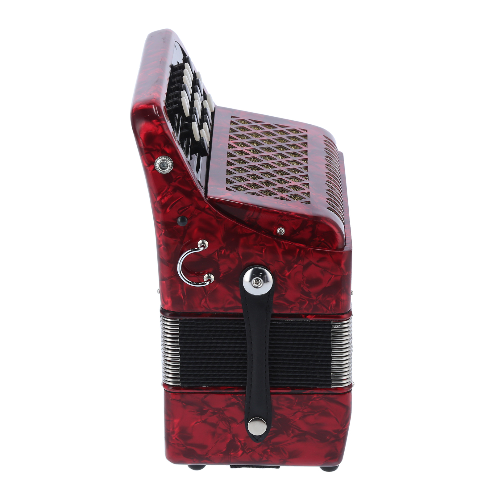 Accordian 22 Key 8 Bass Professional Button Reed Instrument for Beginner with Storage BagRed