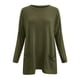 thumbnail image 5 of Camiseta de manga larga y cuello redondo para mujer, para otoño-invierno: camiseta estampada de poliéster con mangas abullonadas y bolsillo, 5 of 5