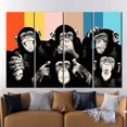 thumbnail image 4 of Trendy Canvas Art, Monkey Art, Animal Wall Decor, Monkeys Painting, Abstract Monkey Wise Monkeys Canvas Art, Thinking Monkey Canvas, Canvas Wall Decor - 3P-White Framed, 4 of 9
