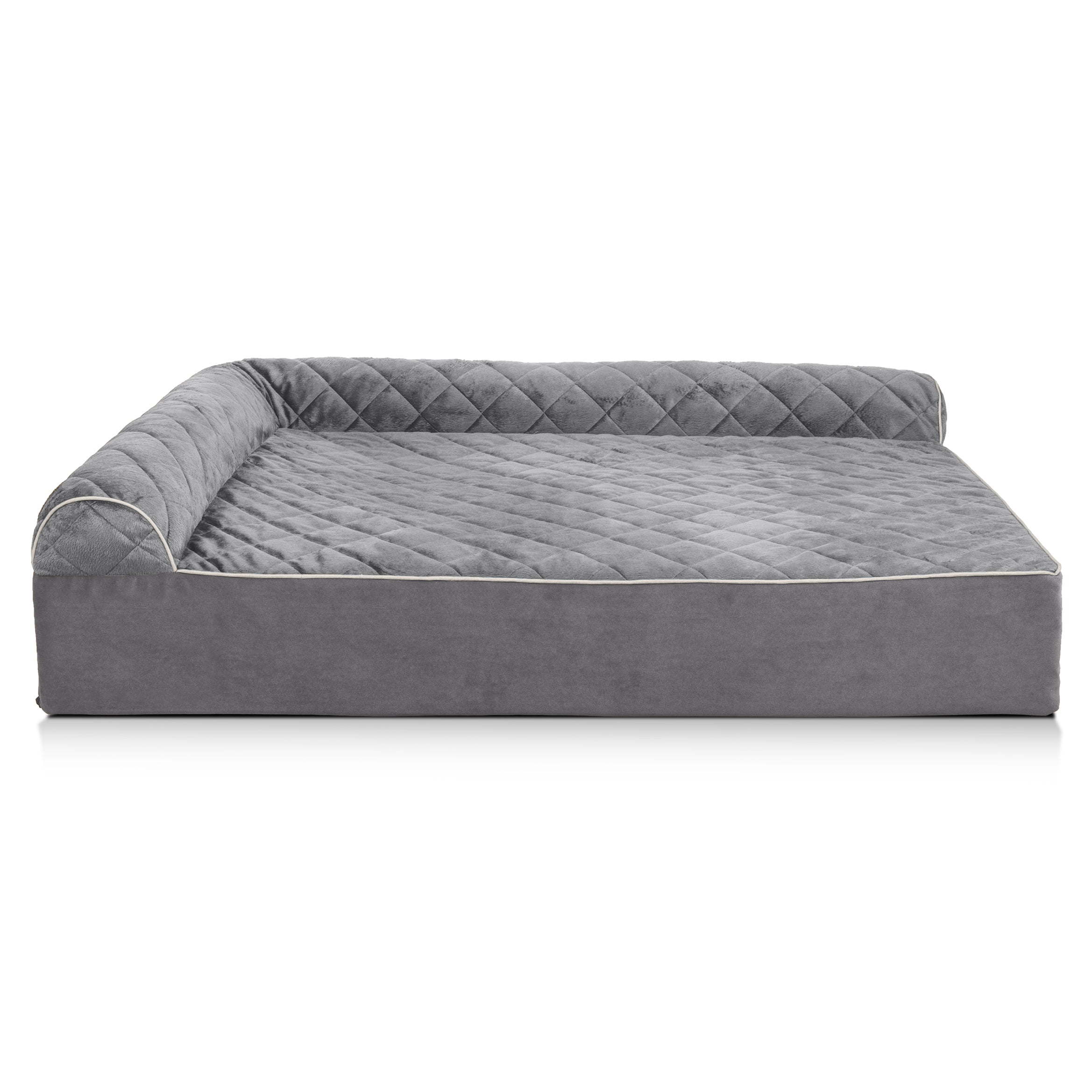 furhaven quilted faux fur & velvet goliath chaise dog bed