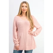 Karen Scott Women's Cotton Mixed-Stitch Sweater Pink Size Small
