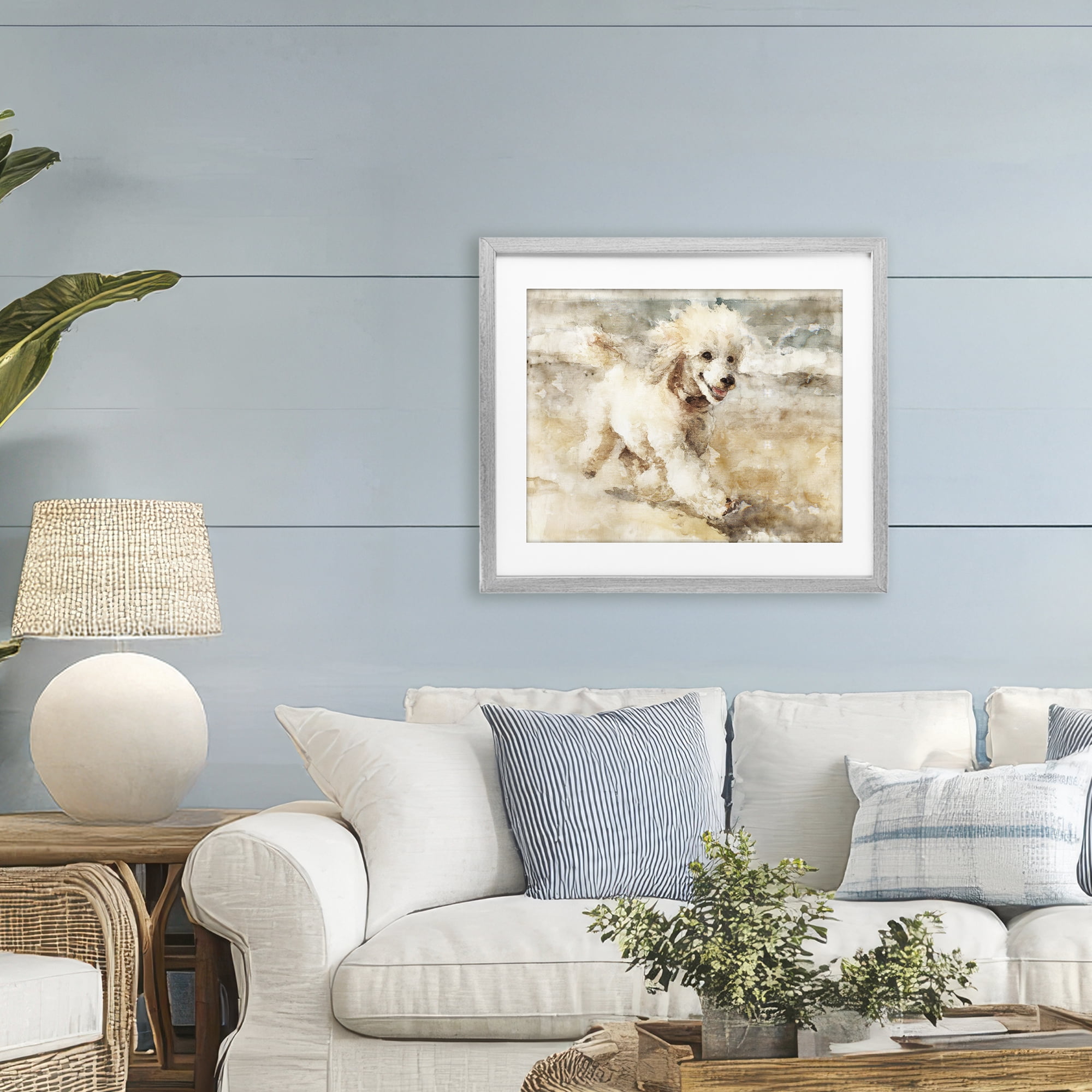 Stupell Industries Coastal Breeze & Poodle Gray Framed Print Under Glass, design by Svetlana Aleynikova