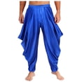 thumbnail image 6 of iiniim Mens Arabian Prince Sets Halloween Costume Open Front Tank Vest with Loose Harem Pants Royal Blue M, 6 of 7