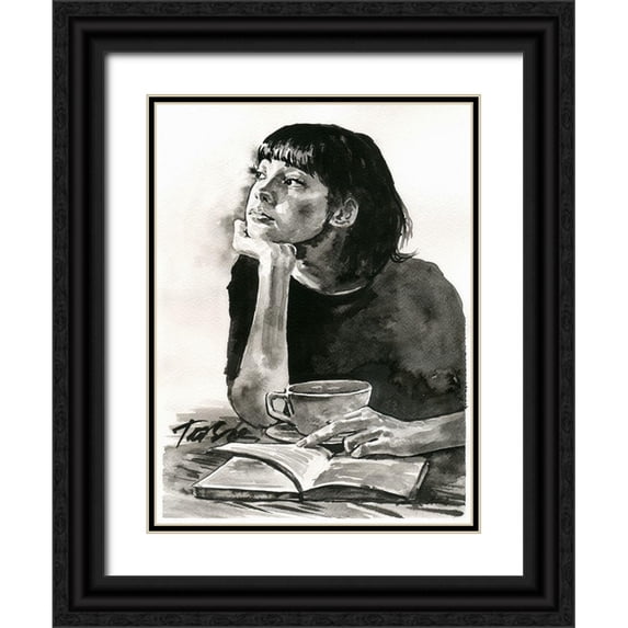 Tashe 19x24 Black Ornate Wood Framed with Double Matting Museum Art Print Titled - Dreaming my Dreams