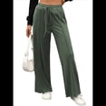 thumbnail image 1 of Pantalones Deportivos de Pierna para Mujer, Cintura Alta, Holgados y con Cordón Ajustable Verde XXL, 1 of 9