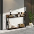 thumbnail image 4 of Gymax Table Console avec Étagère Ouverte et Compartiments de Rangement Cadre en Acier Marron, 4 of 9