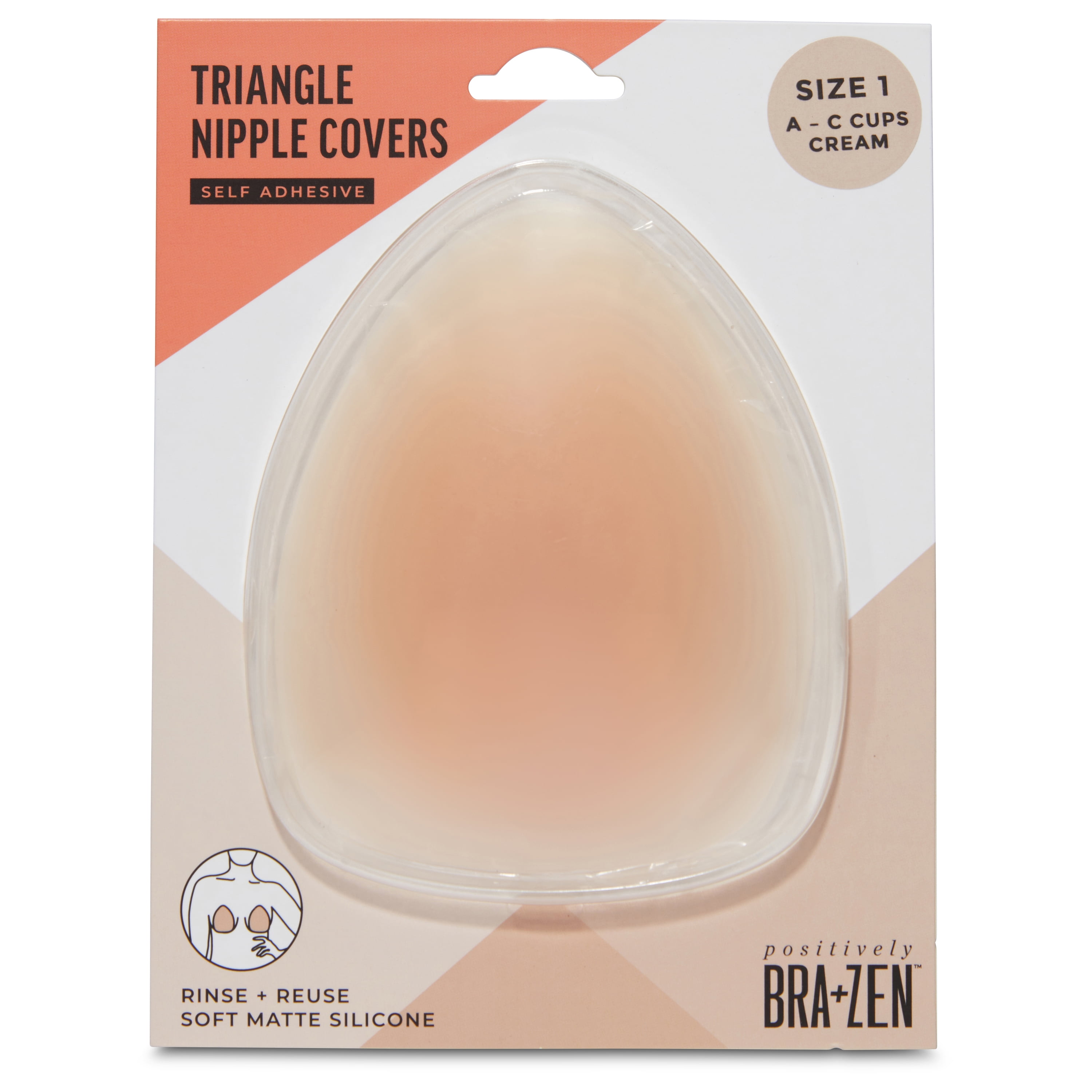 Positively BRA+ZEN Women's Reusable Silicone Triangle Nipple Covers Adhesive Pasties