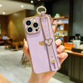 thumbnail image 2 of for iPhone 13 Pro Case Cute Love-Heart Plating Wristband Phone Cover for Women Girls Bling Soft Silicone Camera Lens Protection Bumper Shockproof Phone Case for iPhone 13 Pro 6.1'' - Purple, 2 of 13