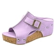 thumbnail image 1 of DAFEI Sandales Mules à Talon Compensé en Liège pour Femmes, Simples, en Cuir, à Bout Ouvert, Mules Colorées, Chaussures Décontractées Confortables pour l'Extérieur, 1 of 7