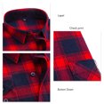 thumbnail image 3 of Camisa a cuadros cepillada de algodón puro para hombre, camisa informal a cuadros con solapa para todas las estaciones, para compras informales en casa, citas y oficina, 3 of 4