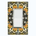 thumbnail image 1 of Metal Light Switch Plate Cover Mandala Orange Brown Flower Tile Pattern MDL058, 1 of 13