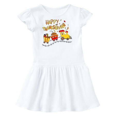 

Inktastic Happy Thanksgiving Turkey Train with Food Gift Toddler Girl Dress