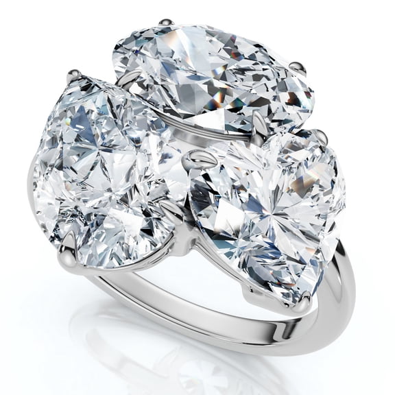 Multi Shape Diamond Ring, Three Stone Diamond Engagement Ring, Women's Cocktail Diamond Ring, Luxurious Partywear Ring, 925 Sterling Silver, 2.7 Ct Simulated Diamond, Gift Ring For Her