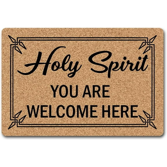 Holy Spirit You are Welcome Here Mats for Front Door Entry Front Porch Doormat Non-Slip Carpet Rugs Floor Mat Decorative for Home Bathroom Kitchen Indoor 16x24 Inch