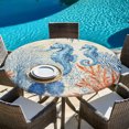 thumbnail image 6 of Blue Red Seahorse Coastal Round Tablecloth 55-60 Inch Round Fitted Table Cloth with Elastic Edge, Summer Beach Coral Nautical Vintage Waterproof Table Cover Protector for Outdoor Picnic Party Dining, 6 of 9