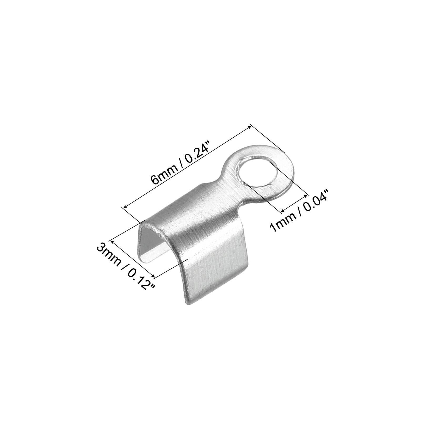 Unique Bargains Fold Over Cord Ends Terminators Crimp Cap Clasp Tips for Craft 3x6mm