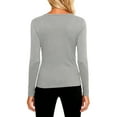 thumbnail image 3 of Domuza Under Scrubs for Women Top Crew Neck Long Sleeve Solid Color T Shirts Fall Winter Thermal Comfort Soft Slim Fit Base Layer Pullover Light Gray M, 3 of 5