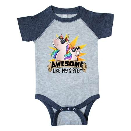 

Inktastic Awesome Like My Sister Cute Unicorn Family in Sunglasses Gift Baby Boy or Baby Girl Bodysuit