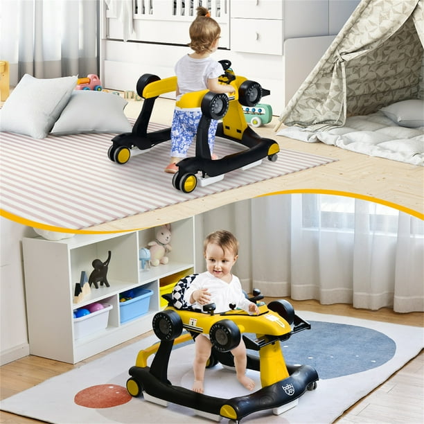 Costway Andador 4 en 1 para Niños Andador Actividad de Empuje Plegable con Altura y Velocidad Regulables Carillón con Luces Volante