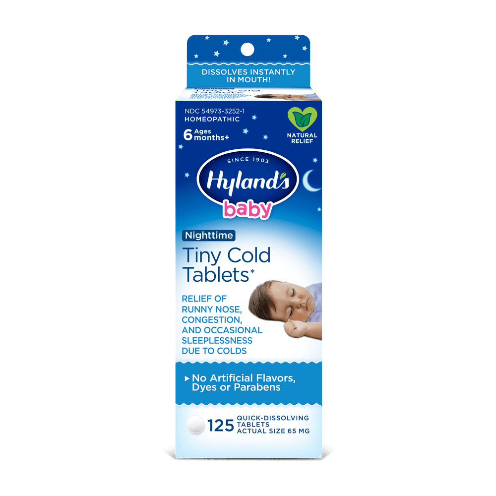 Hyland's Baby Cold Symptoms Relief Nighttime Tiny Cold Tablets, 125