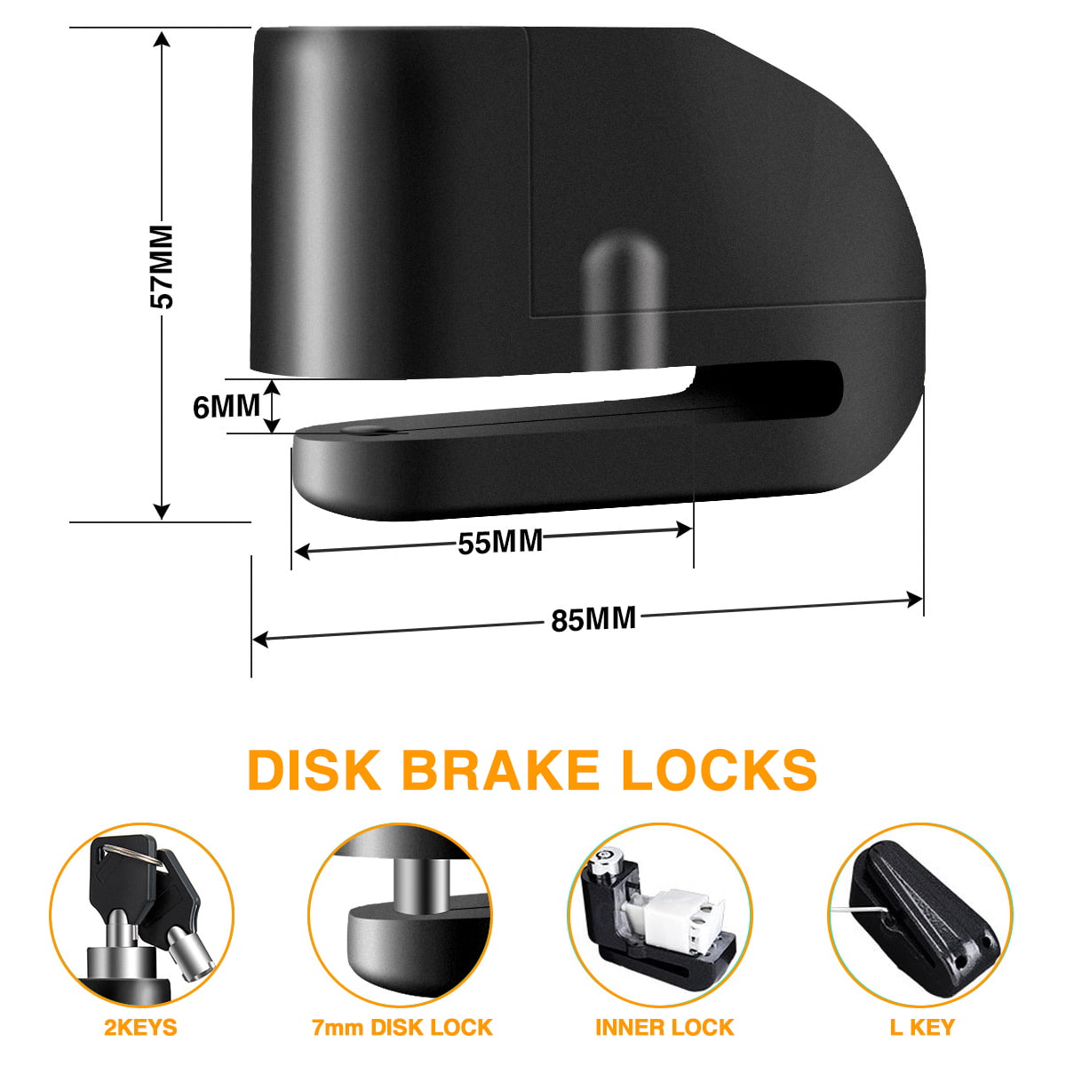 2x 7mm Security Anti Thief Motorcycle Bike Wheel Disc Brake 120DB Alarm Lock . 