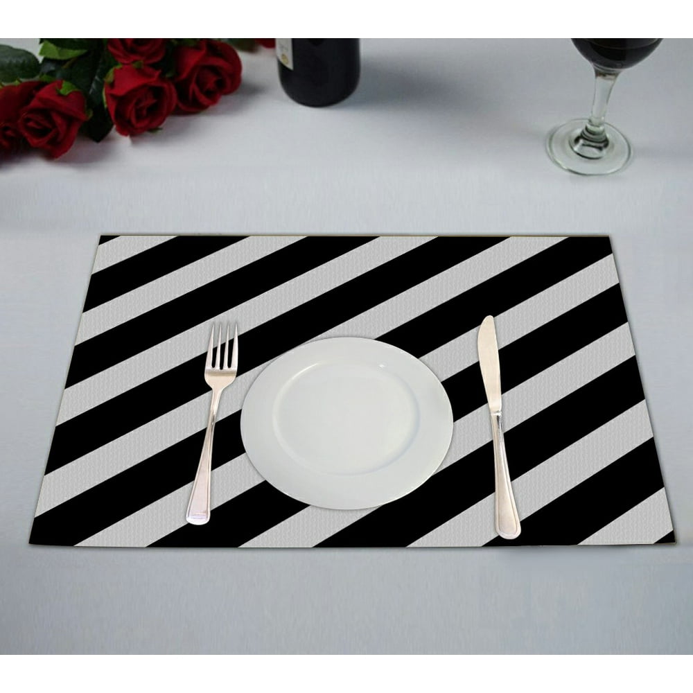 ECZJNT Abstract lines Modern black white texture Placemat Table Mat Cup
